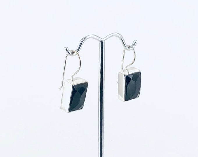 Dark Labradorite Earrings, Rectangular Shaped, Sterling Silver, Gemstone,Silver Labradorite Earrings, Solid Silver