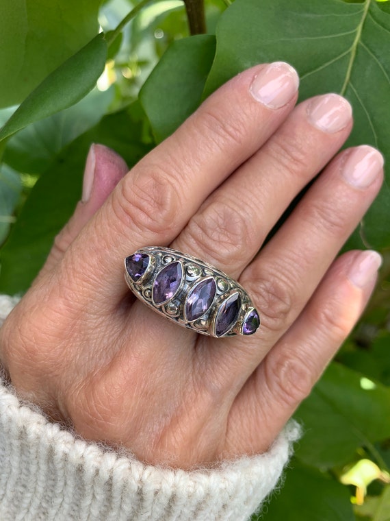 Marquise sale amethyst ring