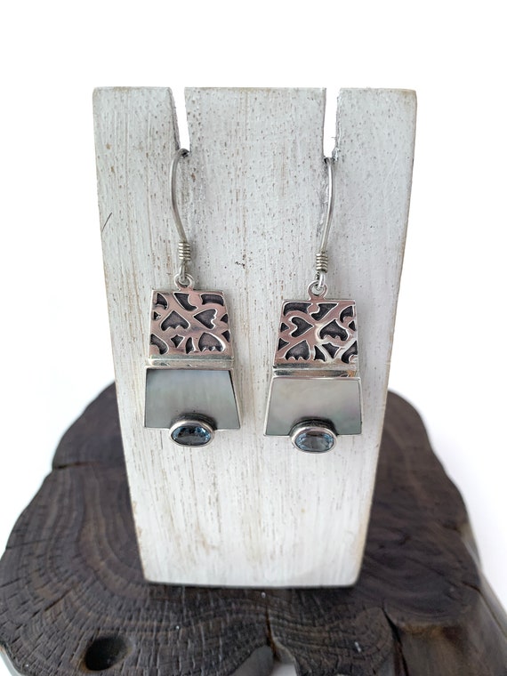Green Shell Dangle Earrings Sterling Silver Green Shell Dangle Earrings Sterling Silver