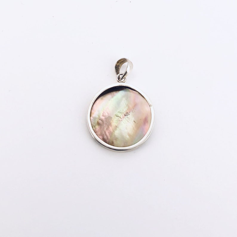 Happy Buddha Pendant in Light Grey Mother of Pearl and Sterling Silver