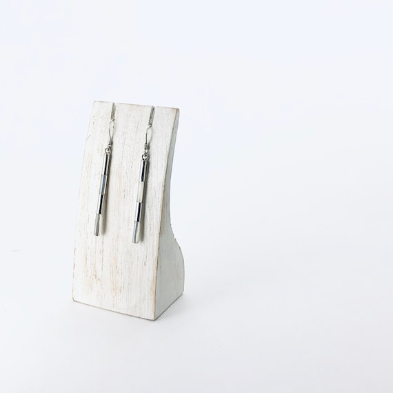 Mother of Pearl Earrings, Thin and Long, Sterling Silver 925, Tube Earrings, Minimalist