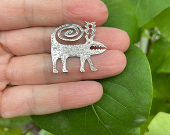 Silver Dog Brooch,Sterling Silver Magical Dog Pin/Brooch, Silver Dog Pin, Animal Pin, Dog Lover
