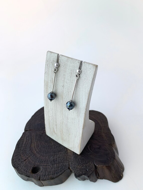Hematite Sterling Silver Stud Eye with Lashes Earrings Hematite Sterling Silver Stud Eye with Lashes Earrings