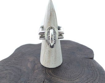 Silver Ring, Double Braided Silver Woven Ring, Half Circle Shaped Front, Sterling Silver 925