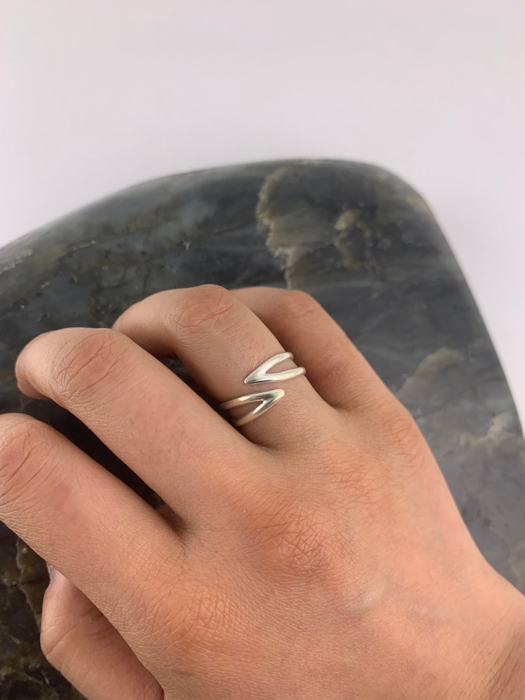 Silver Ring,minimalist Parallel Lines Ring, Sterling Silver Ring ...