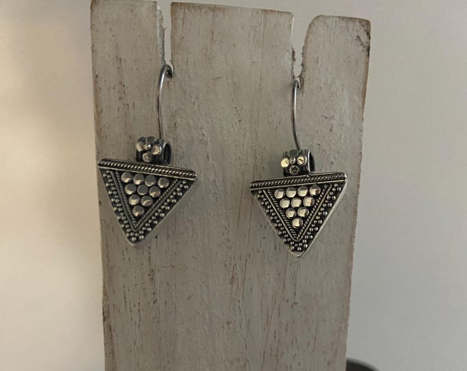 Triangle Earrings,Sterling Silver Earrings, Oxidized Silver,Original Earrings,Geometric Earrings,Ethnic Earrings