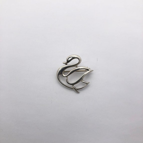 Sterling Silver Swan Brooch, Swan Pin, Bird Pin, … - image 4