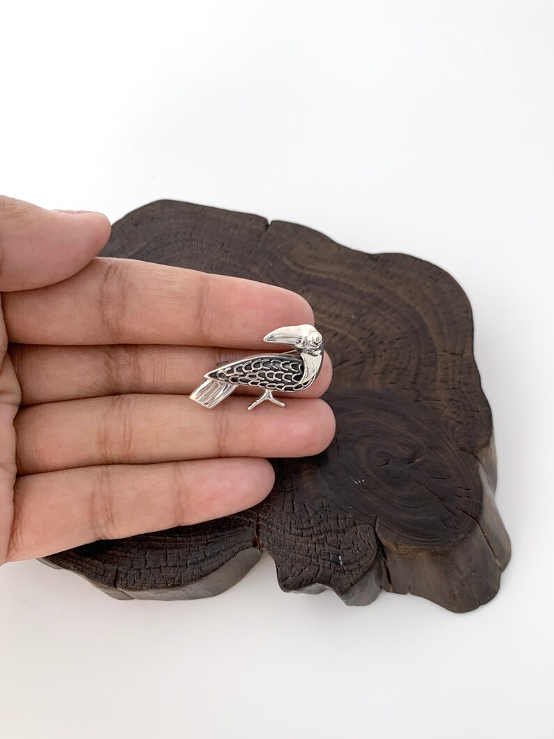 SilverToucan Pin Solid Silver Toucan Sterling Silver Bird Pin Toucan Jewellery Silver Bird Brooch