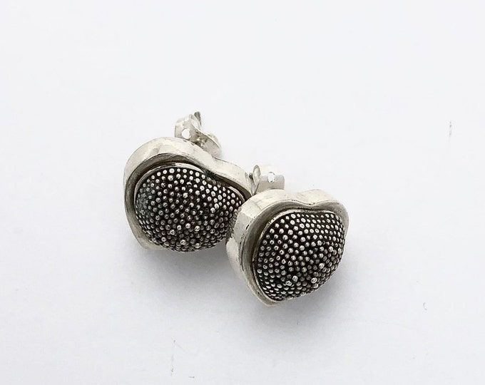 Heart Stud Earrings, Oxidized Silver Heart, Heart Stud Earrings, Love Earrings, Valentine's Day, Anniversary,Silver 925