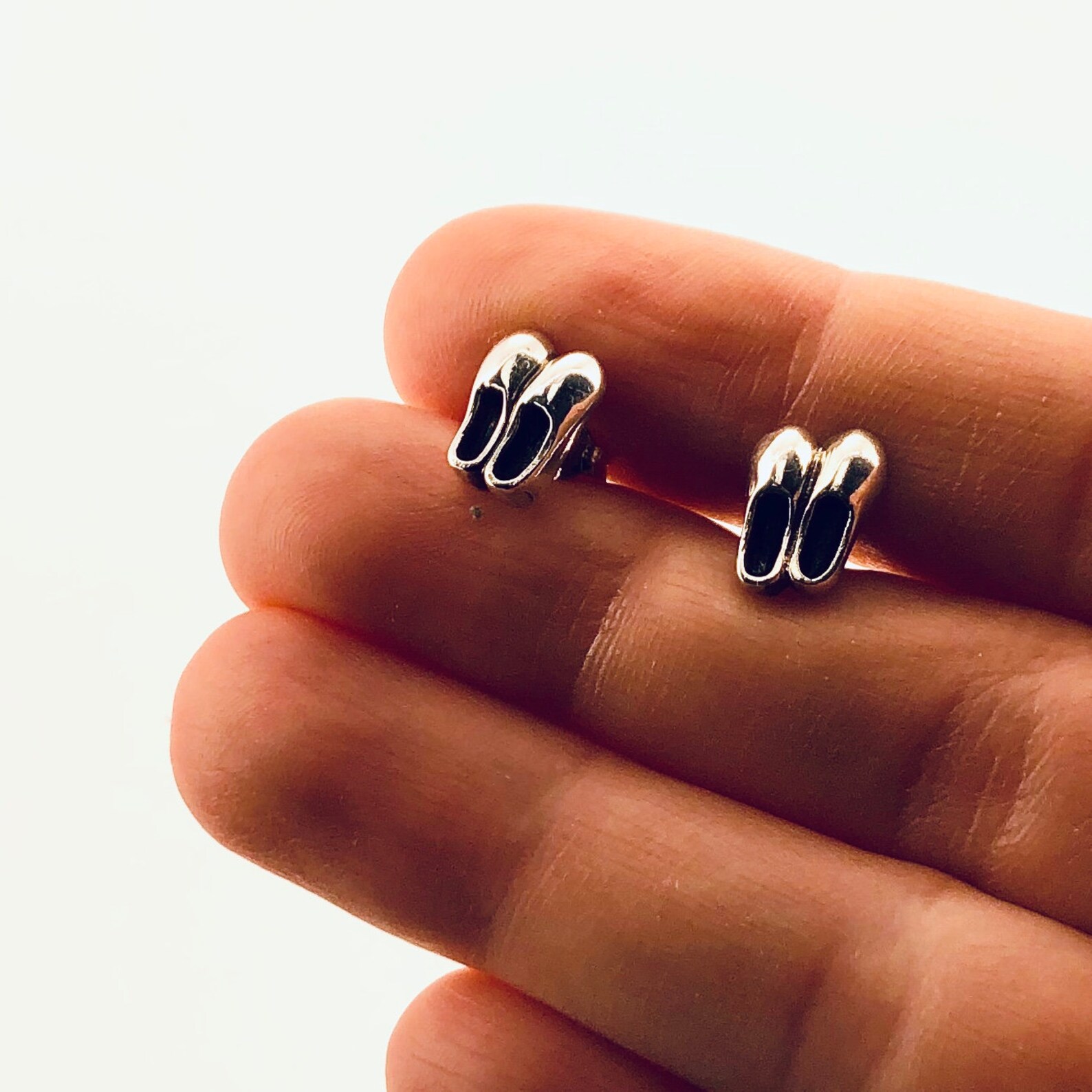 ballet shoes stud earrings, sterling silver