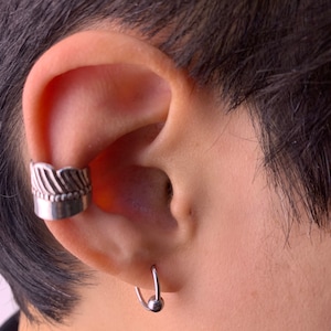 Ear Cuff, Sterling Silver Ear Cuff, Wrap Ear Cuff, No Piercing, Dots, Line, Wave.