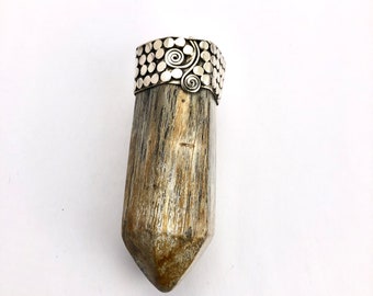 Petrified Wood Pendant, Petrified Wood Jewellery, Chunky Petrified  Wood Pendant, Large Pendant, Sterling Silver Trim