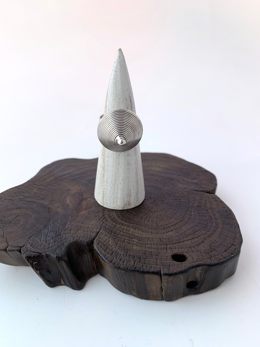 Silver Cone Ring, Circular Line Cone, Fun Silver Ring, Circle Line Ring ...
