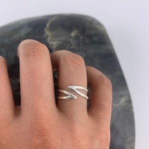 Silver Ring,minimalist Parallel Lines Ring, Sterling Silver Ring ...