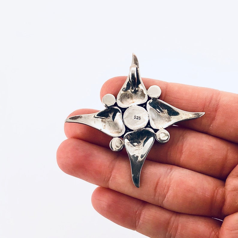 Star Pendant with Pearl and Faceted Peridot Set in Sterling Silver