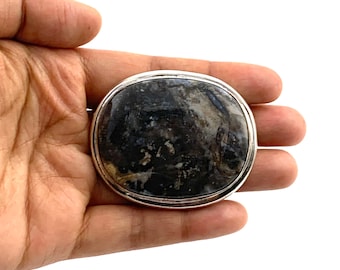 Silver Gemstone Brooch, Stunning Agate Brooch, Natural Earth Tones, Sterling Silver Brooch, Large Agate Brooch