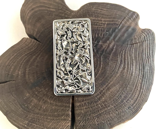 Rectangle pendant,Sterling Silver Necklace,Abstract Textured,.925 Pendant,Oxidized finish,Contemporary Pendant
