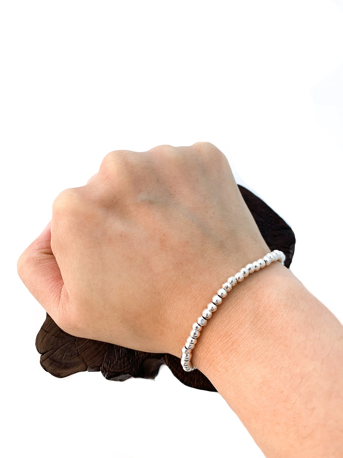 Sterling Silver Ball Bracelet Silver Bead Bracelets Beaded Etsy UK