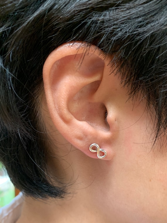 Buffilor # Earrings infinity sign 1cm 18K white gold | Letzshop