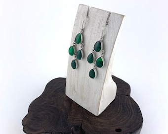 Green Tinted Earrings,Sterling Silver Earrings,Teardrop Earrings, Green Abalone Earrings,Silver Teardrop Earrings,Green Earrings