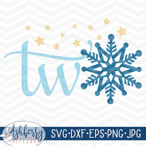 Two Snowflake SVG/DXF Cut File - Instant Download - Frozen - Winter - Baby's 2nd - Vector Clipart - Commercial Use - Birthday - Wonderland