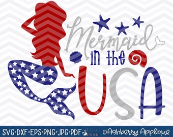 Download Mermaid In Usa Svg Etsy