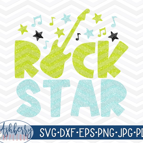 Rock Star SVG/DXF Cut File, instant download, printable, vector clipart, png, iron on, sublimation, boys, birthday shirt, punk rock, rocker