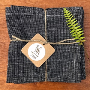 ECO-FRIENDLY NAPKINS | recycled hemp + organic cotton napkins | classic black and white | zero waste | made in America | gift idea