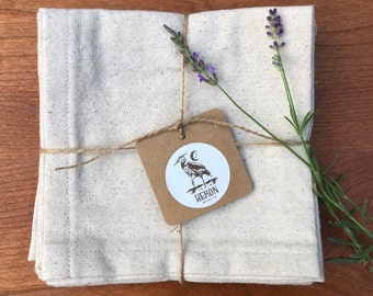 ECO-FRIENDLY NAPKINS | 100% unbleached cotton napkins | made in the usa | natural color | zero waste | handmade | gift idea