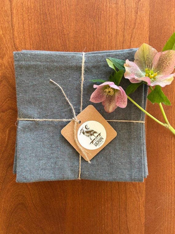 Hemp Organic Cotton Napkins: Pine Needles Color, Set of Four