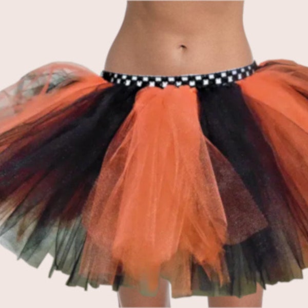 Adult Orange and Black Striped Tutu, Birthday tutu, Marathon tutu, costume tutu, Halloween tutu,