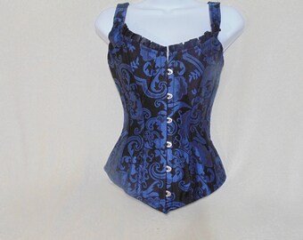 Blue Brocade Tank style Corset