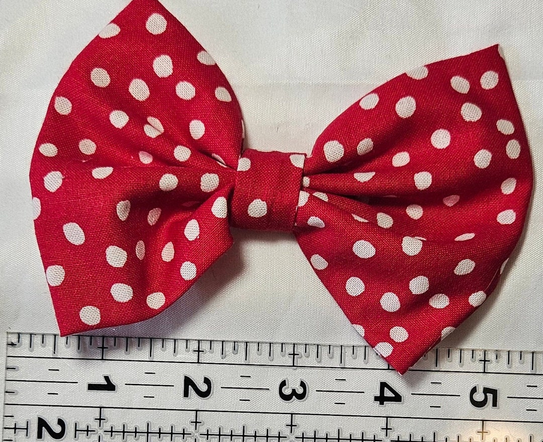 Red With White Polka Dots Hair Bow, Princess Hair Bow, Fabric Hair Bow ...