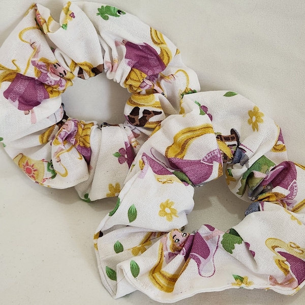 Rapunzel Scrunchie, corbata de pelo de tela de algodón, se adapta a todas las edades, regalo de cumpleaños,