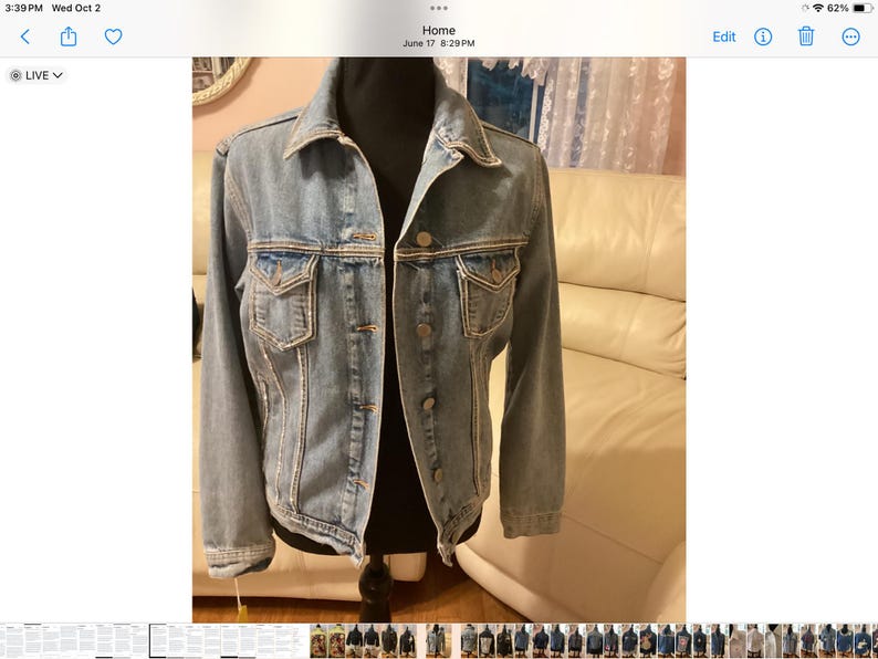DARK DENIM JACKET W/RUFFLE TRIM - M main image 0