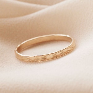 Sun Sunrise Sunshine Flat Ring Band Hand Stamped 12K Gold Filled R1275