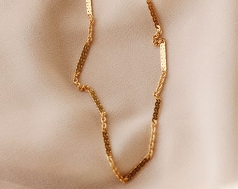 Dikke Bar Chain Link ketting 14K goud gevuld N1204