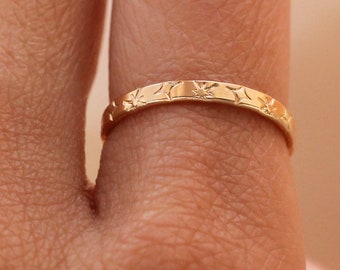 Star Celestial Ring Stamped 2mm Ring 12K Gold Filled - R1365