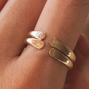 Initials Couple Cuff Adjustable Ring 12K Gold Filled R1394 image 3