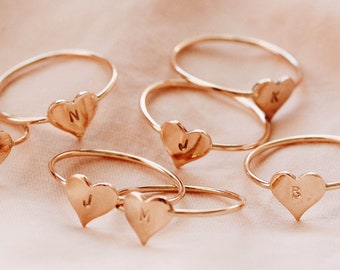 Initial Heart Couple Ring 14K Gold Filled R1184