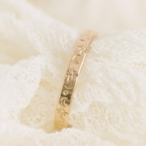 Bague étoile lune espace céleste en or 14 carats rempli d'or sterling R1311