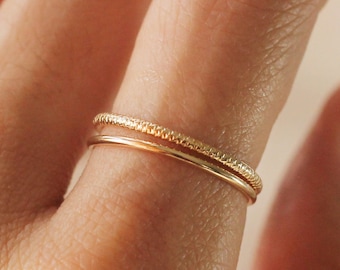 Dainty Gold Stacking Rings, Stacking Rings Set, Sparkle Ring, Simple Ring, Gold Filled, R1393