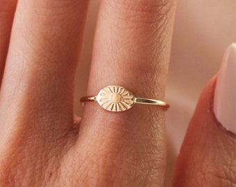 Sun Ray Ring Sunshine Oval Ring 14K Gold Filled R1402