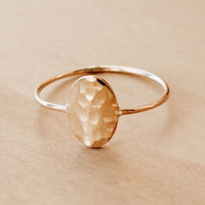 Oval Hammered Dainty Ring 14K Gold Filled R1218