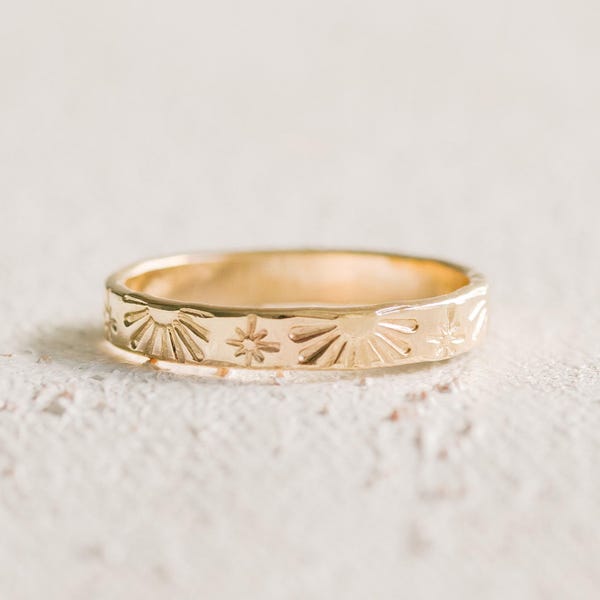 Sonne Stern Ring Himmelsring Band 14K Gold Filled R1282