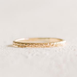 Motif Floral Pattern Band Ring Stacking Band 14K Gold Filled R1129