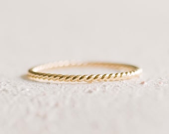 Thin Twist Dainty Stacking Ring 14K Gold Filled R1362