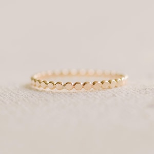 Tiny Flat Bead Stacking Ring Smashed Bead Ring 14K Gold Filled R1259