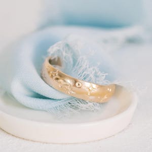 Star Celestial Wide Gold Ring Band 12K Gold Filled R1310