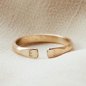 Initials Couple Cuff Adjustable Ring 12K Gold Filled R1394 image 4